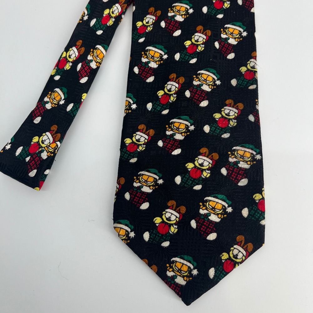 Garfield Christmas Holiday Xmas Tie 100 Silk Hand Made‎ Novelty